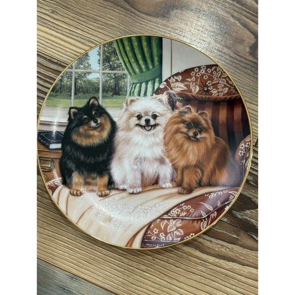 VINTAGE Pomeranians Plate Danbury Mint Barbara Higgins Plate Number B7683 - Picture 1 of 2
